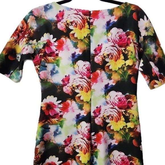 Carmen Marc Valvo Rainbow Multicolor Floral Cocktail Bodycon Bandage Dress S - Picture 6 of 7